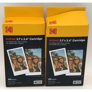 2 Kodak 2.1x3.4" 30 Sheet Each Cartrdge Mini Shot 2 New ICRG-230 60 Sheets Total
